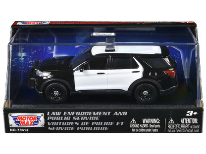 2022 Ford Police Interceptor Utility Black and White Unmarked "Law Enforcement and Public Service" Series 1/43 Diecast Model Car by Motormax  free shipping USA