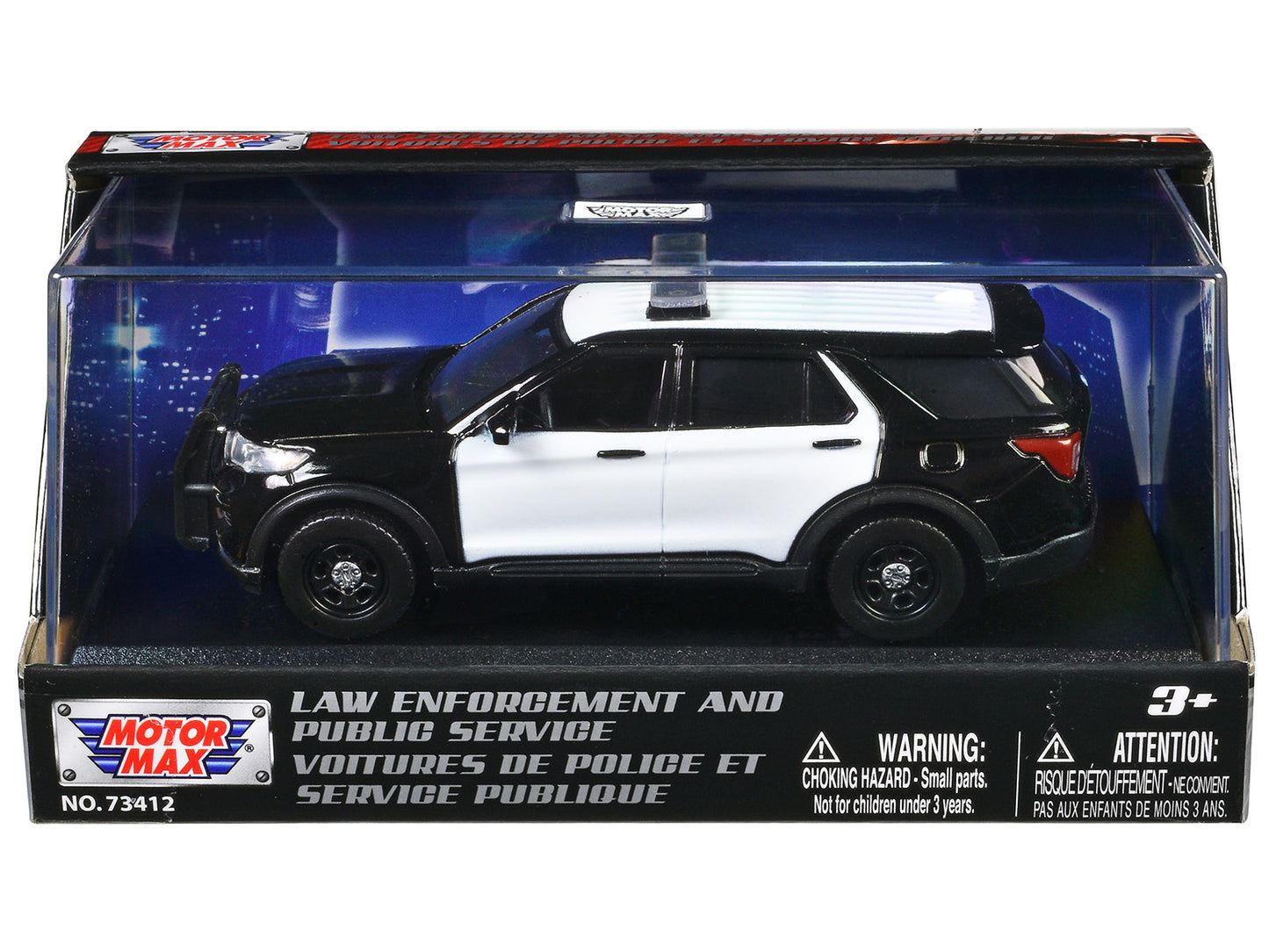2022 Ford Police Interceptor Utility Black and White Unmarked "Law Enforcement and Public Service" Series 1/43 Diecast Model Car by Motormax  free shipping USA