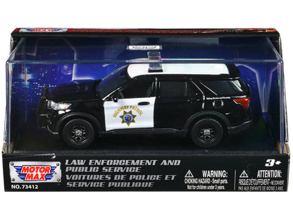 2022 Ford Police Interceptor Utility "California Highway Patrol" Black and White "Law Enforcement and Public Service" Series 1/43 Diecast Model Car by Motormax  free shipping USA