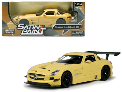 Mercedes Benz SLS AMG GT3 Matte Yellow 1/24 Diecast Model Car by Motormax  free shipping USA