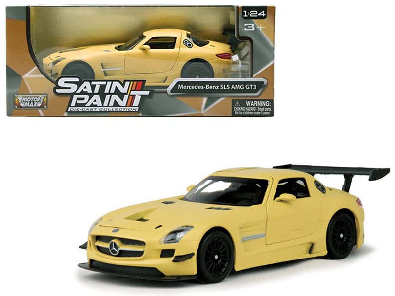 Mercedes Benz SLS AMG GT3 Matte Yellow 1/24 Diecast Model Car by Motormax  free shipping USA