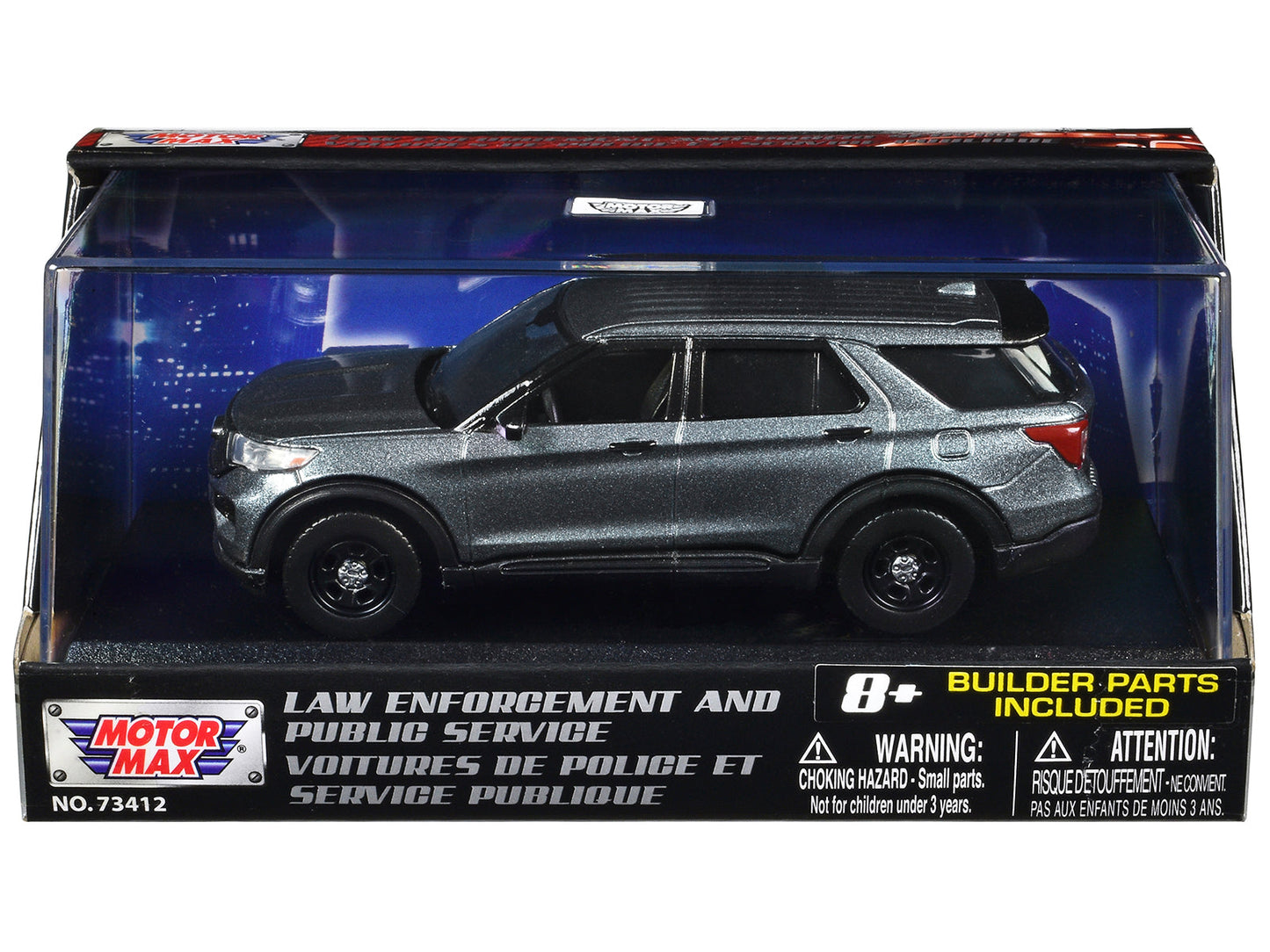 2022 Ford Police Interceptor Utility Gray Metallic Unmarked "Custom Builder's Kit" "Law Enforcement and Public Service" Series 1/43 Diecast Model Car by Motormax  free shipping USA