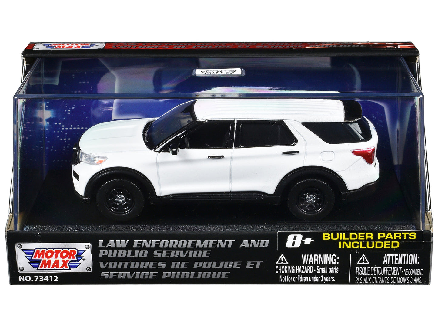 2022 Ford Police Interceptor Utility White Unmarked "Custom Builder's Kit" "Law Enforcement and Public Service" Series 1/43 Diecast Model Car by Motormax  free shipping USA