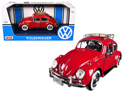 1966 Volkswagen Classic Beetle Red 1/24 Diecast Car Model by Motormax  free shipping USA