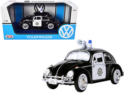 1966 Volkswagen Beetle Police Car Black and White 1/24 Diecast Model Car by Motormax  free shipping USA