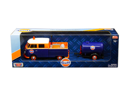 Volkswagen Service Pickup Truck with Plastic Oil Tank "Gulf Oil" 1/24 Diecast Model Car by Motormax  free shipping USA