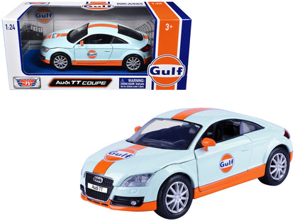 Audi TT Coupe "Gulf Oil" Light Blue with Orange Stripes "Gulf Die-Cast Collection" 1/24 Diecast Model Car by Motormax  free shipping USA