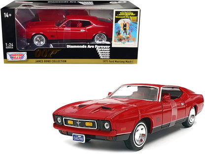 1971 Ford Mustang Mach 1 Red James Bond 007 "Diamonds are Forever" (1971) Movie "James Bond Collection" Series 1/24 Diecast Model Car by Motormax  free shipping USA