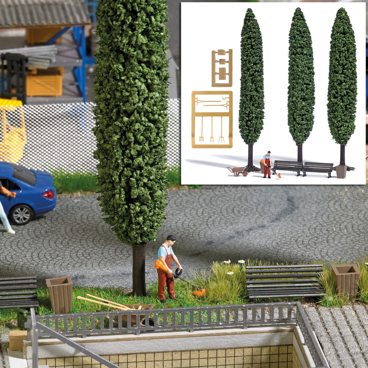 Busch 7853 HO Scale Lawn Trimmer Gardener Action Set