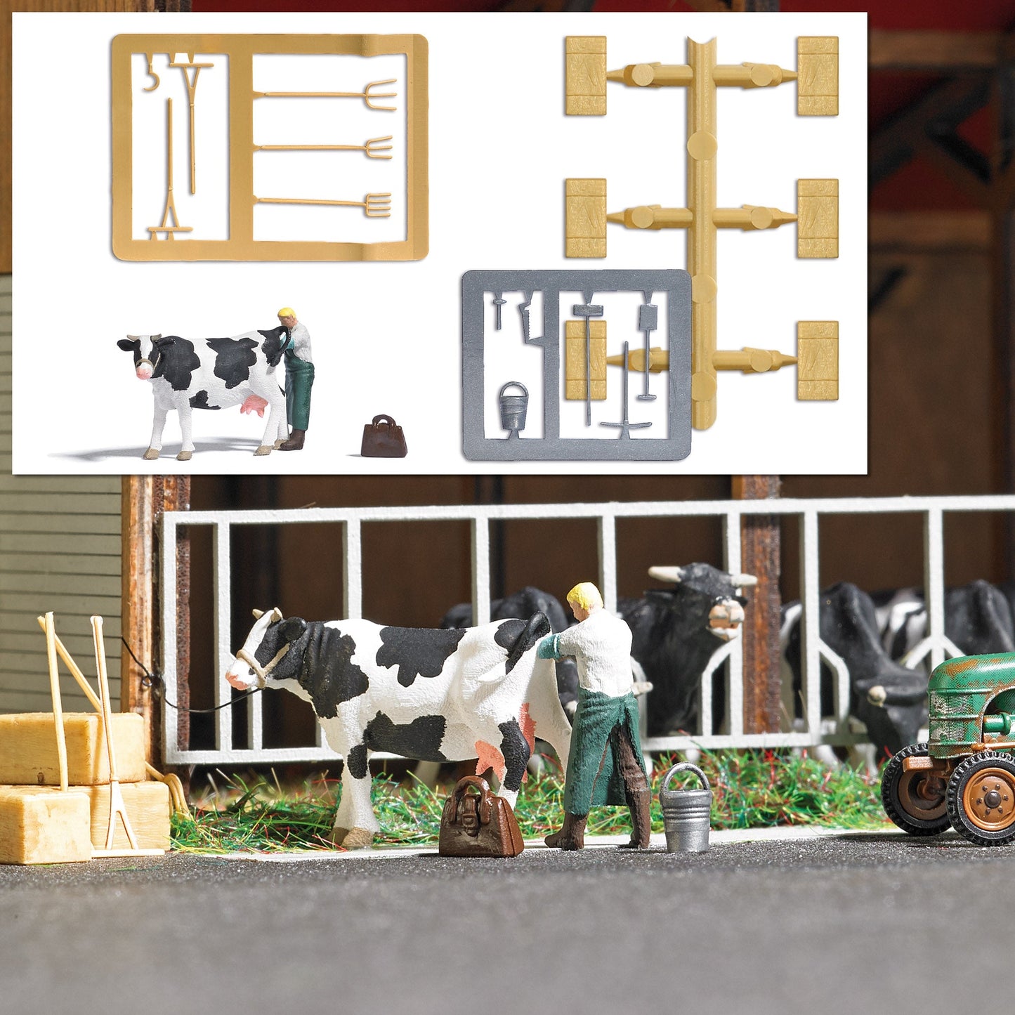 Busch 7930 HO Scale Inseminator with Cow Action Set