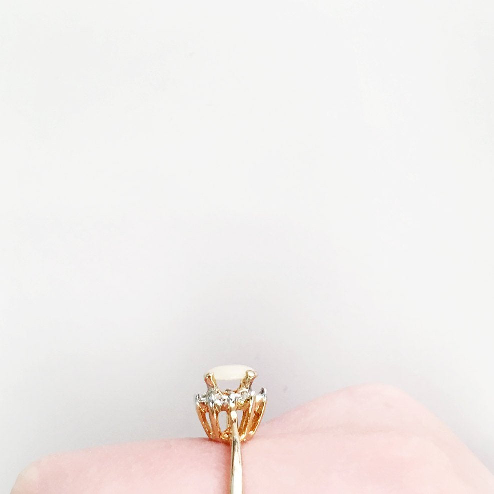 Vintage Genuine Opal or Austrian Crystal Ring 18k Yellow Gold Electroplated by PVD Vintage Jewelry