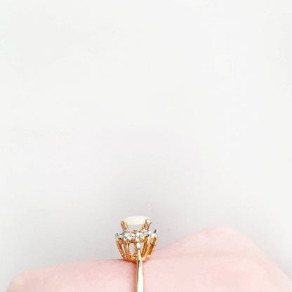 Vintage Genuine Opal or Austrian Crystal Ring 18k Yellow Gold Electroplated by PVD Vintage Jewelry