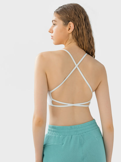 Millennia Crisscross Back Scoop Neck Active Cami with Detachable Chest Pads