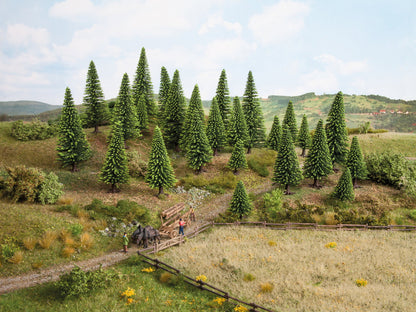 Noch 26825 HO/TT Scale Spruce Trees, 5-14 cm, Pack of 25
