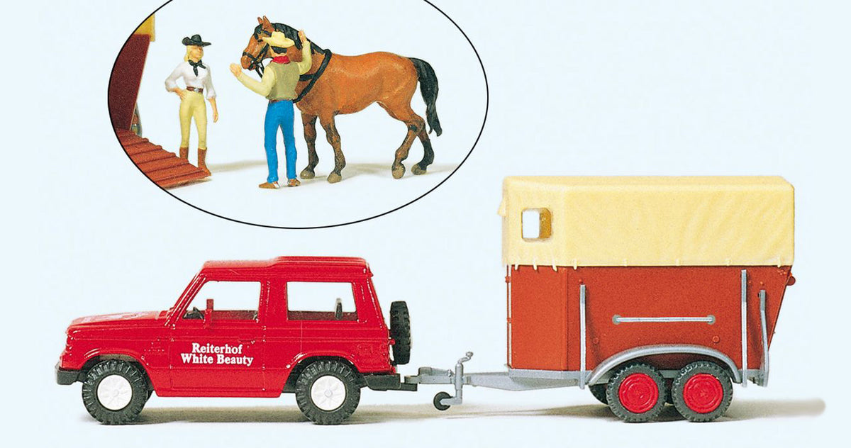 Preiser 33243 HO Scale Mitsubishi Pajero Riding School Set