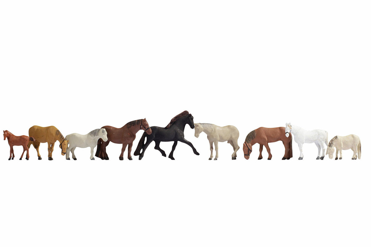 Noch 15761 HO Scale Horses Figure Set, 9 Pieces
