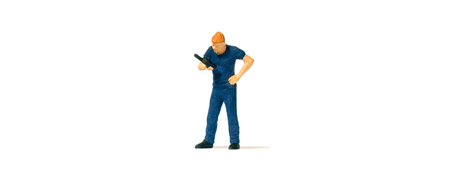 Preiser 28202 HO Scale Fireman with Hand-Held Radio Figure