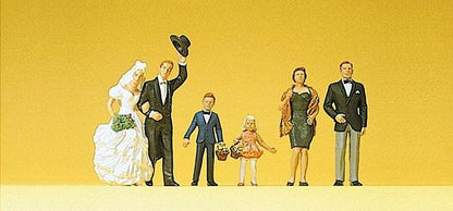 Preiser 10339 HO Scale Wedding Participants pkg(6) Bride, Groom, Ring