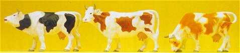 Preiser 65324 O Scale Animals Cows pkg(3)