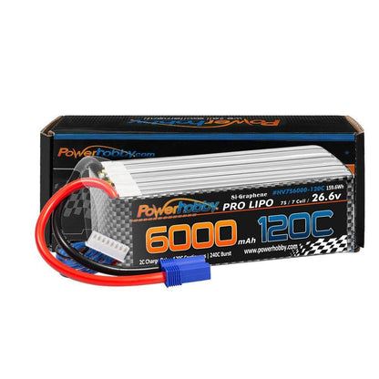 POWERHOBBY 7S 26.6V 6000MAH 120C GRAPHENE + HV LIPO BATTERY W EC5 PLUG