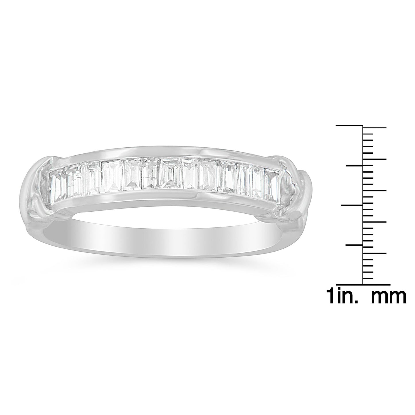 .925 Sterling Silver 1/2 Cttw Baguette Cut Diamond Channel Set X-Station Wedding Ring (H-I Color, I1-I2 Clarity) by Haus of Brilliance
