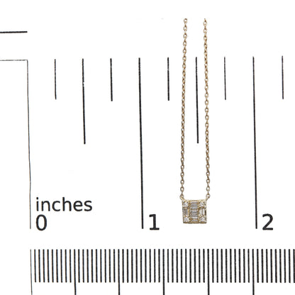 10K Yellow Gold 1/10 Cttw Round and Baguette Diamond Mosaic Composite Square 18" Inch Pendant Necklace (H-I Color, I1-I2 Clarity) by Haus of Brilliance