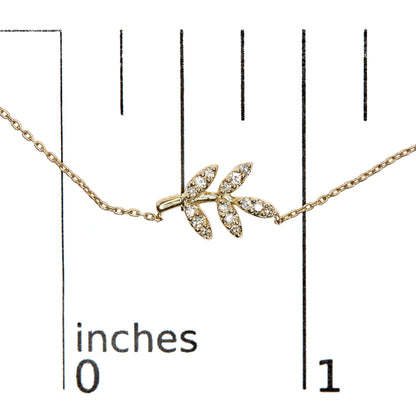 10K Yellow Gold 1/10 Cttw Diamond Leaf and Branch 18" Pendant Necklace (H-I Color, I1-I2 Clarity) by Haus of Brilliance