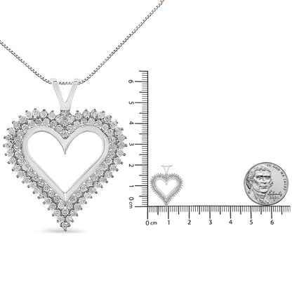 .925 Sterling Silver Diamond Heart 18" Pendant Necklace (I-J Color, I2-I3 Clarity) by Haus of Brilliance