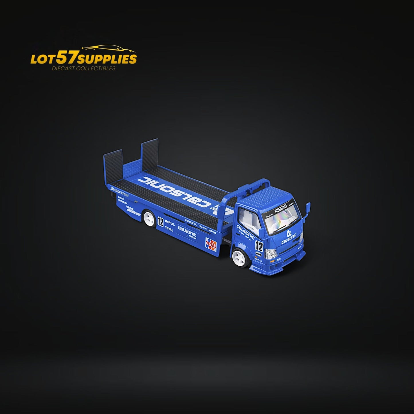 MicroTurbo HINO 300 Custom Truck Flatbed  Blue Calsonic Livery 1:64