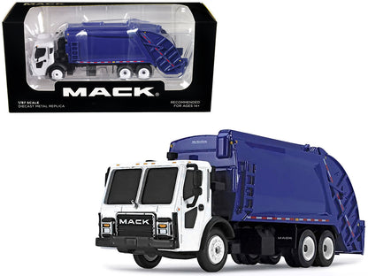 Mack LR with McNeilus Rear Load Refuse Body Blue and White 1/87 (HO) Diecast Model by First Gear  free shipping USA