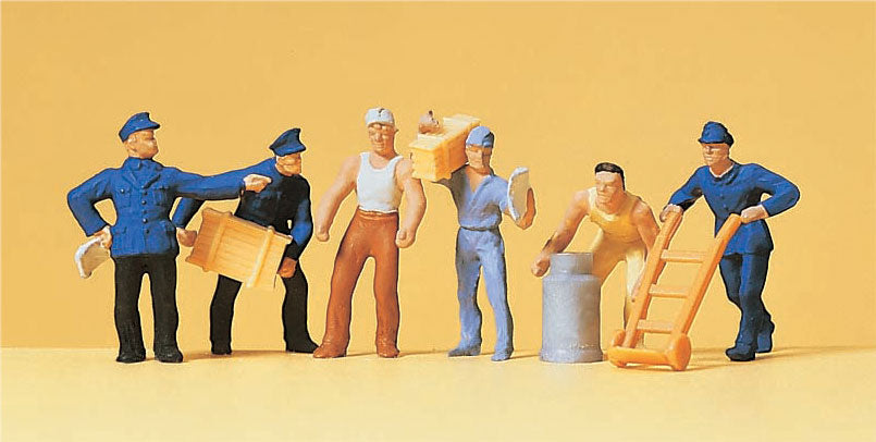 Preiser 14016 HO Scale Delivery Men with Loads #2, 6pk