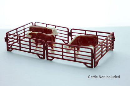 3D To Scale 64-318-R 1/64 Corral Panels 12 ft, Red Set of 6