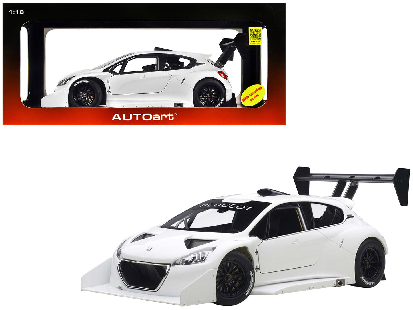 2013 Peugeot 208 T16 Pikes Peak Race Car Plain White Version 1/18 Model Car by Autoart  free shipping USA