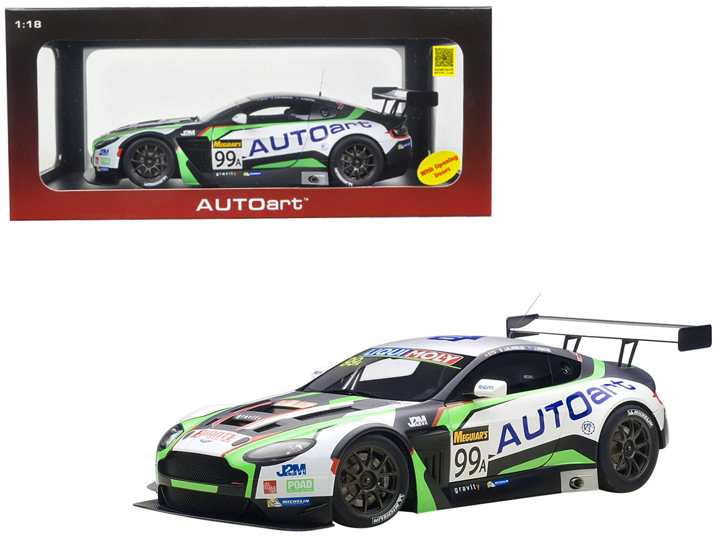 Aston Martin V12 Vantage Bathurst 12hour Endurance Race 2015 #99 JM. Merlin / J. Venter / F. Yu 1/18 Model Car  by Autoart  free shipping USA