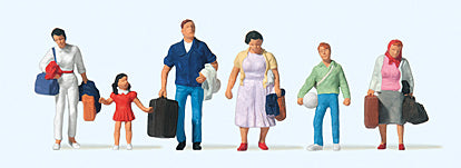 Preiser 10784 HO Scale Travelers Carrying Luggage pkg(6)