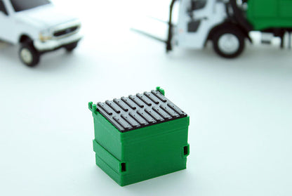 3D To Scale 64-230-GR 1/64 Trash Dumpster, Green with Black Lid