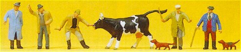 Preiser 10048 HO Scale People Working Cattle Traders pkg(5)