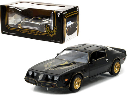 1980 Pontiac Firebird Trans Am T/A Turbo 4.9L Starlite Black with Golden Eagle Hood and Stripes 1/24 Diecast Model Car by Greenlight  free shipping USA