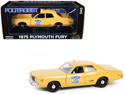 1975 Plymouth Fury Taxi "Crescent Cab Co." Yellow "Poltergeist" (1982) Movie "Hollywood" Series 20 1/24 Diecast Model Car by Greenlight  free shipping USA