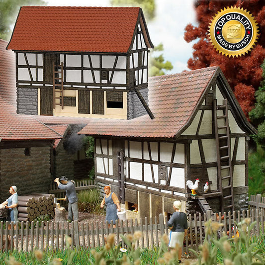 Busch 1515 HO Scale Historic Hohenloher Half-Timber Small Animal Stable - Kit