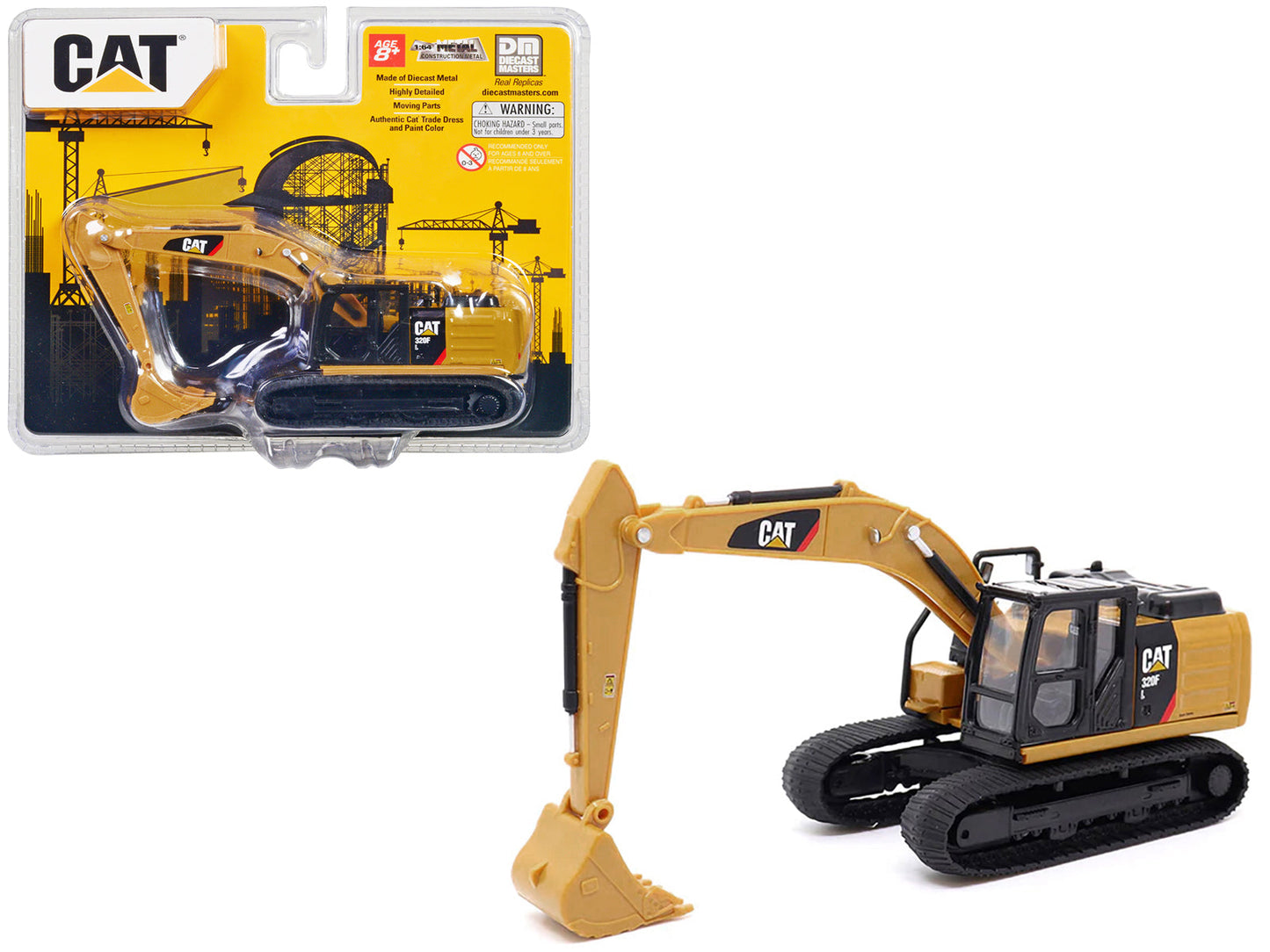 CAT Caterpillar 320F L Hydraulic Excavator Yellow and Black 1/64 Diecast Model by Diecast Masters  free shipping USA