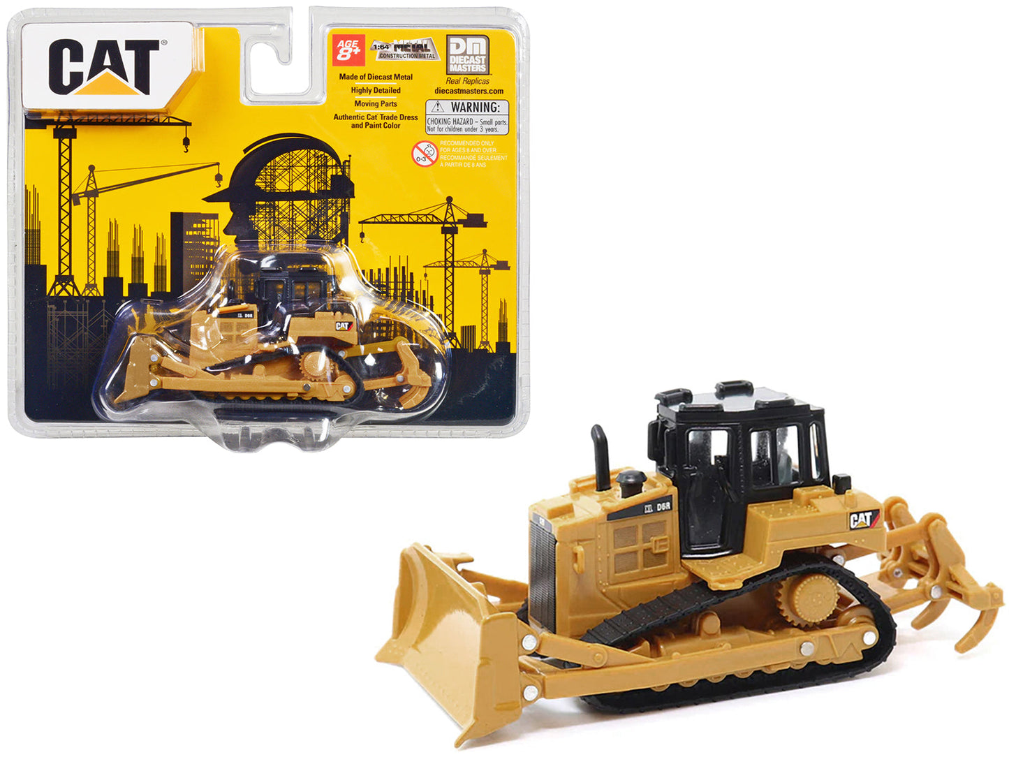 CAT Caterpillar D6R Track-Type Tractor Yellow and Black 1/64 Diecast Model by Diecast Masters  free shipping USA
