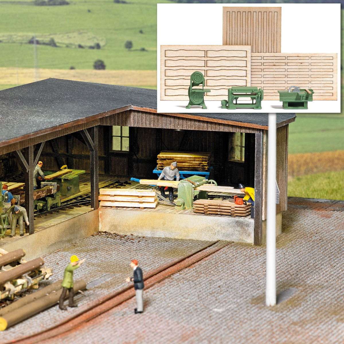 Busch 7850 HO Scale Woodworking Machinery Set