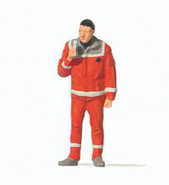 Preiser 28240 HO Scale Paramedic Individual Figure Red Uniform