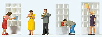 Preiser 10675 HO Scale At the Bookstore pkg(5)