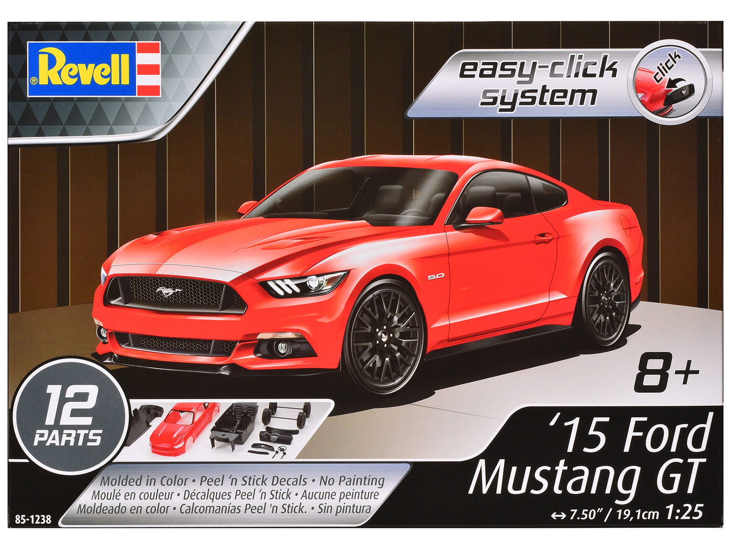Level 2 Easy-Click Model Kit 2015 Ford Mustang GT 1/25 Scale Model by Revell  free shipping USA
