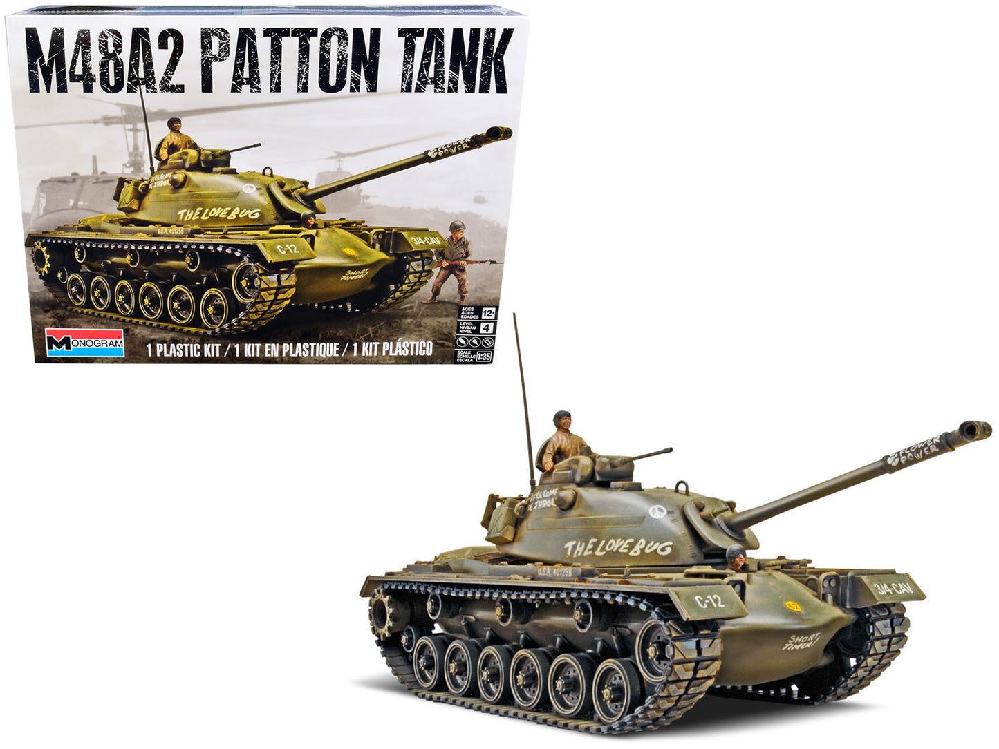 Level 4 Model Kit M48A2 Patton Tank 1/35 Scale Model by Revell  free shipping USA