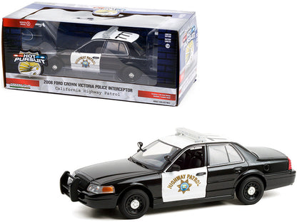 2008 Ford Crown Victoria Police Interceptor Black and White CHP "California Highway Patrol" "Hot Pursuit" Series 1/24 Diecast Model Car by Greenlight  free shipping USA