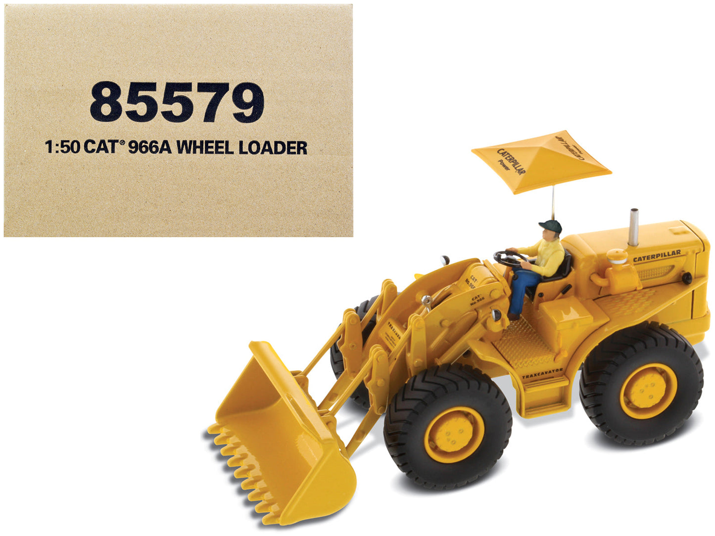 CAT Caterpillar 966A Wheel Loader Yellow with Operator "Vintage Series" 1/50 Diecast Model by Diecast Masters  free shipping USA