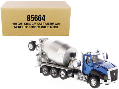 CAT Caterpillar CT660 Day Cab Tractor with McNeilus Concrete Mixer Truck Blue Metallic 1/50 Diecast Model by Diecast Masters  free shipping USA